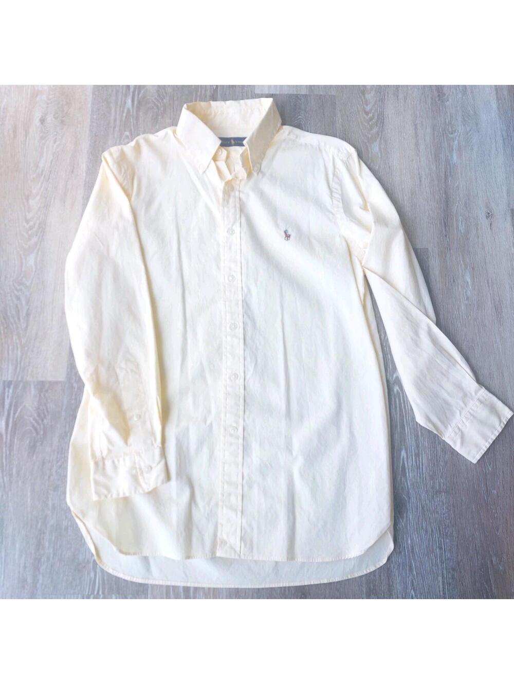 Polo Ralph Lauren Mens Shirt Size M Yellow Button Down Long Sleeves 100% Cotton
